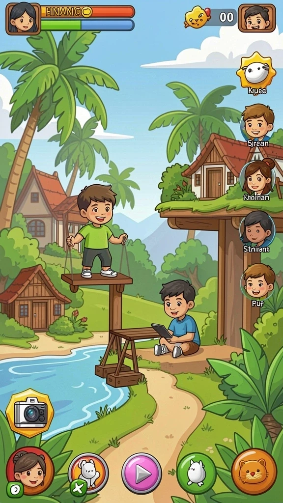 Momen pertarungan epik melawan monster besar di hutan.